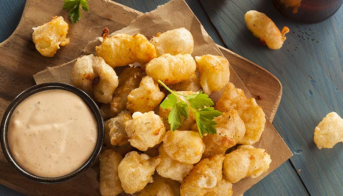 Cheese curd lunch and dinner appetizers served at Wheaton Family Restaurant in Eau Claire, WI